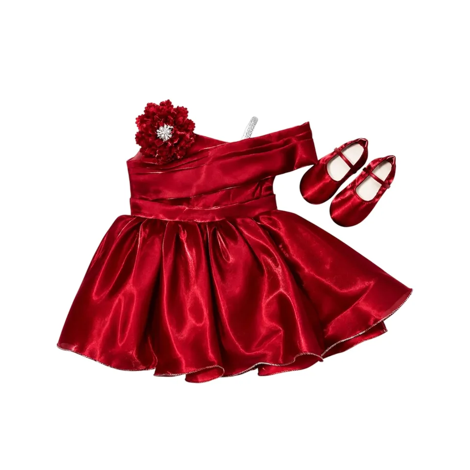 Girls Elegant Red Party Dress
